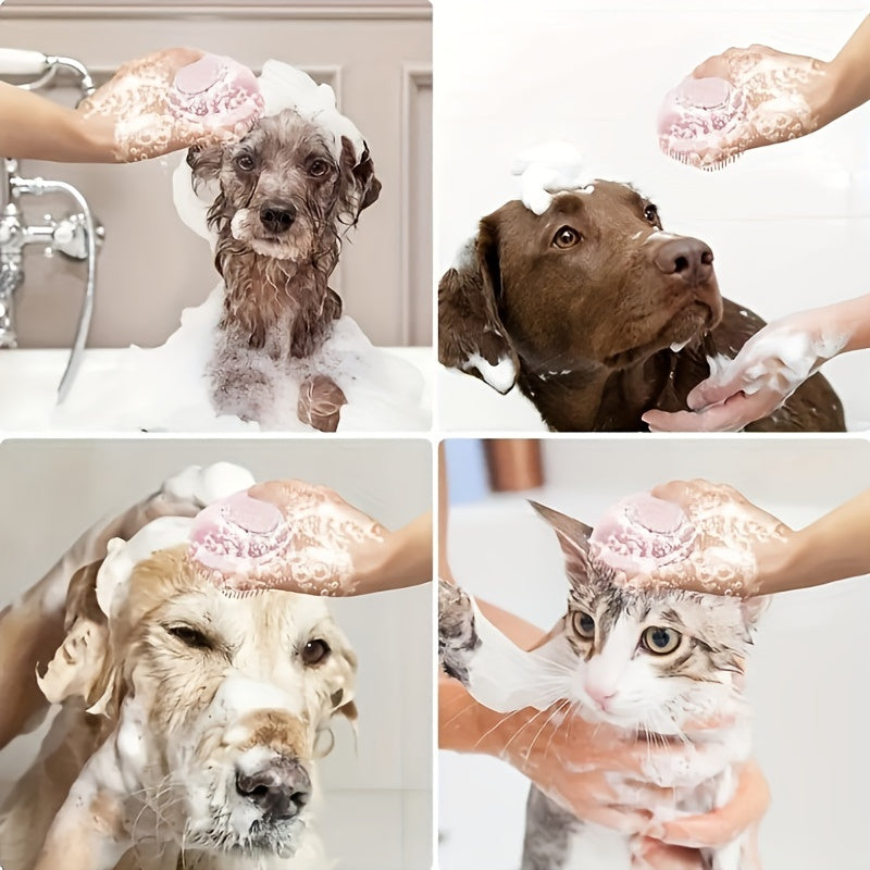 Pet Bath Brush with Built-In Shampoo Dispenser