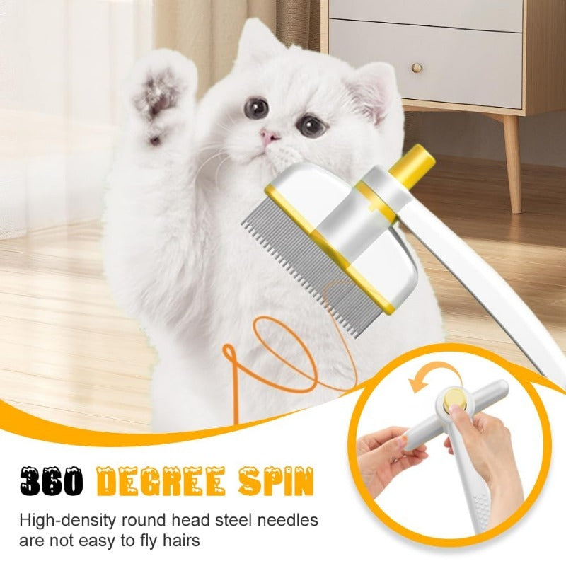 Pet Hair Comb for Dogs & Cats — Deshedding Grooming Tool with Easy-Clean Lever