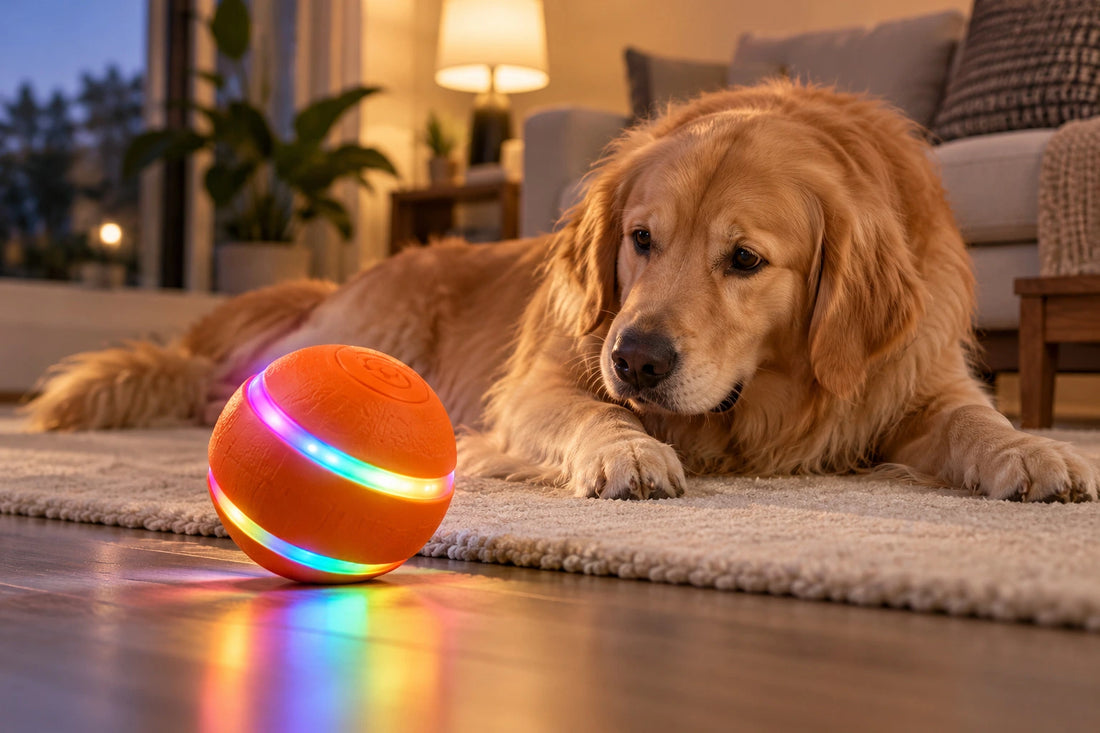 Dog noticing the ball lighting up again