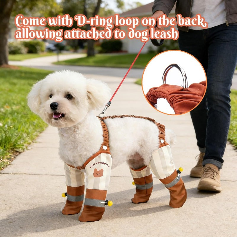 Stay-On Suspender Dog Boots – Waterproof Pet Rain Boots with Adjustable Straps