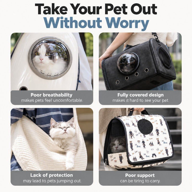 Breathable Canvas Pet Tote Bag – Lightweight & Ventilated Carrier for Cats and Small Dogs