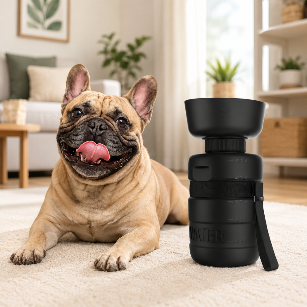 Portable Leak-Proof Dog Water Bottle with Built-In Bowl