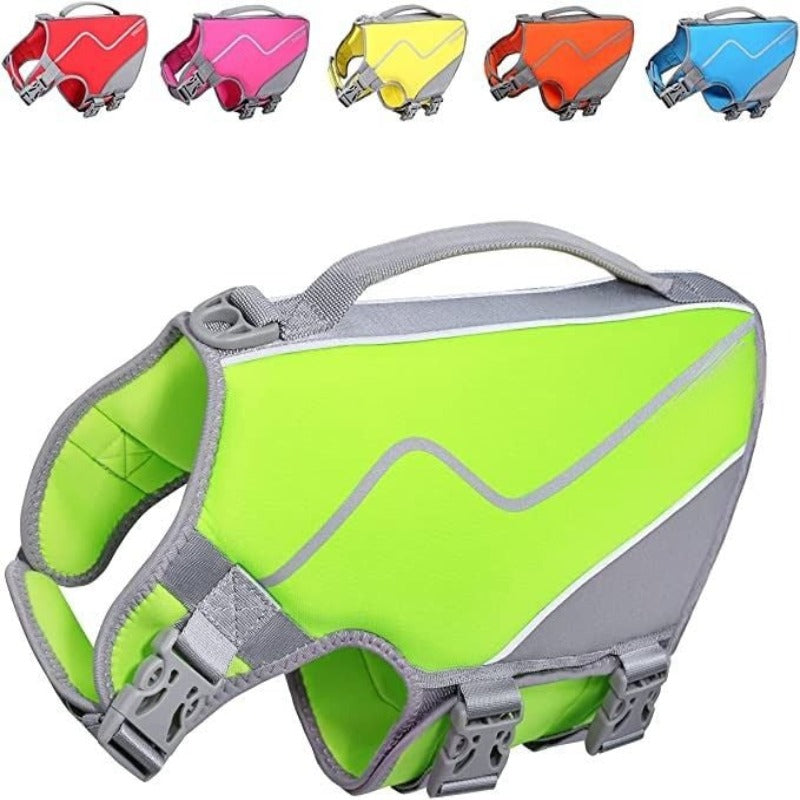 Large Dog Life Jacket – Premium Neoprene Pet Float Vest with Rescue Handle & High-Visibility Red Design