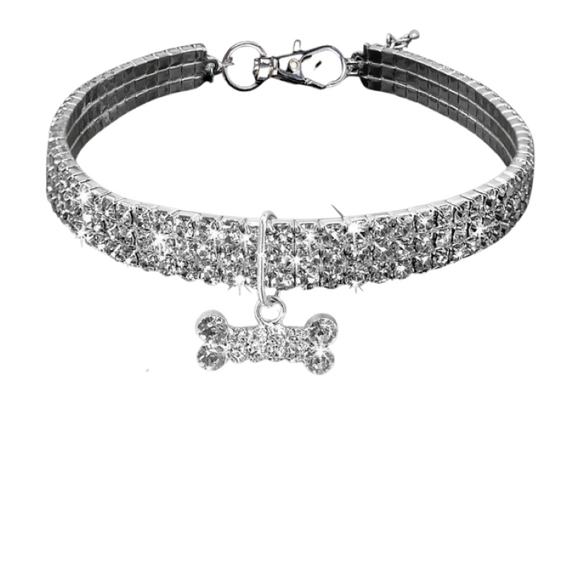 Sparkling Rhinestone Dog Collar – Glittery, Adjustable & Reflective for Safe Walks