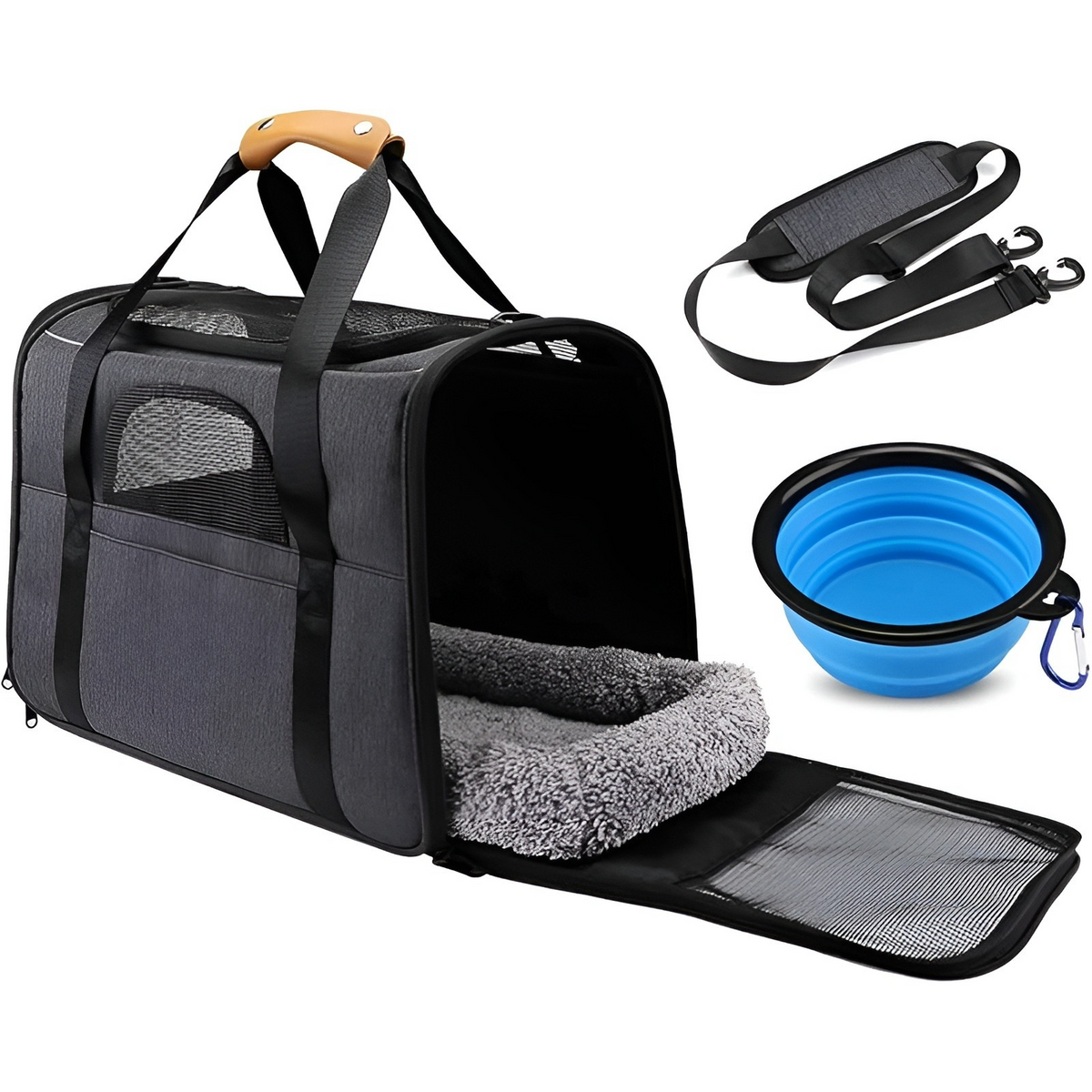 Soft-Sided Cat Carrier with Safety Zipper – Airline-Approved, Foldable & Ventilated