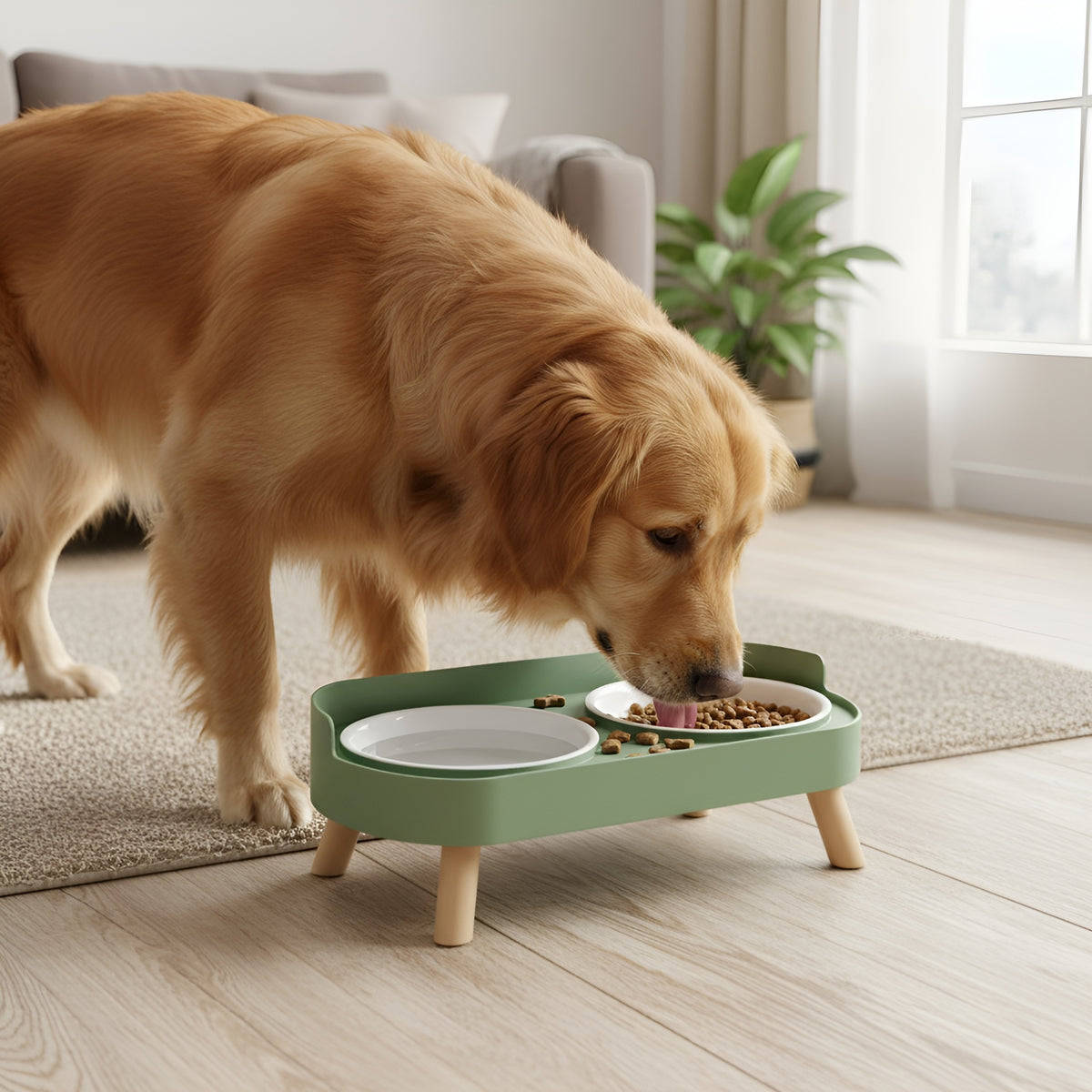Elevated Dual Pet Feeding Bowl Set with Stand – Stainless Steel Bowls & Non-Slip Base