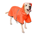 Breathable Dog Raincoat with Adjustable Belly Strap & Leash Hole — Reflective Hoodie, Waterproof Lightweight Poncho for Medium to Large Dogs (Orange, 3XL)