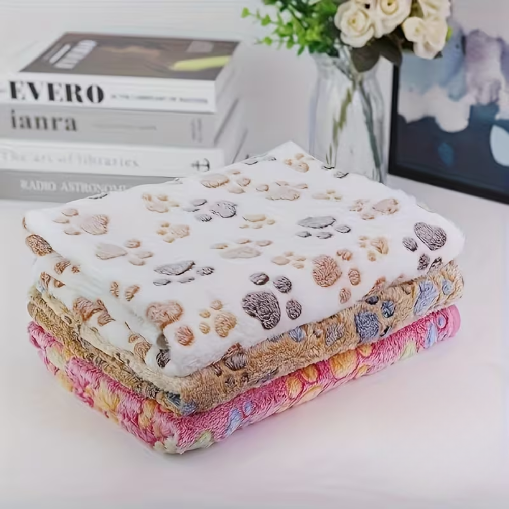 Paw Print Dog Blanket Set – Cute & Cozy Pet Bedding for Sofas, Crates & Floors
