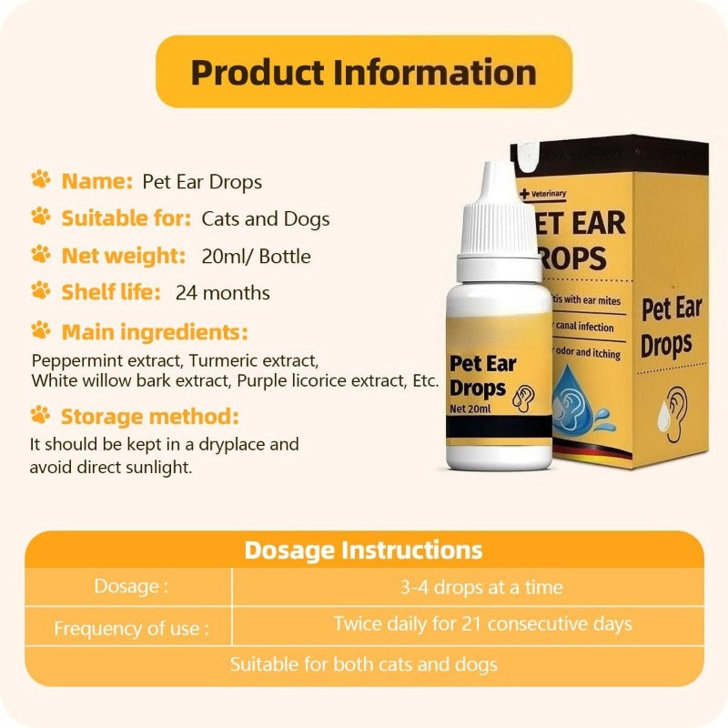 Gentle Pet Ear Relief Drops for Dogs & Cats