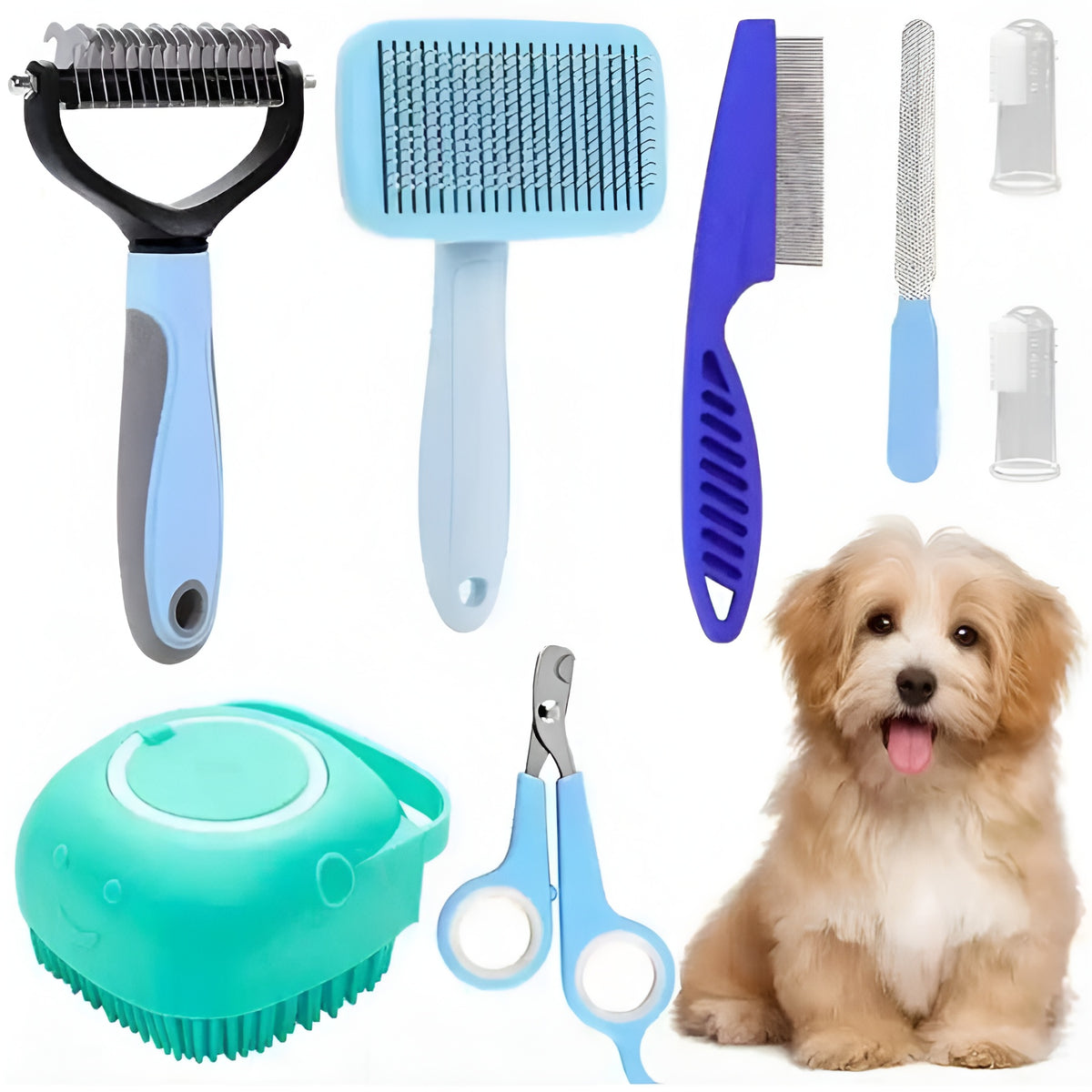 8-Piece Multi-Functional Pet Grooming Kit for Dogs & Cats