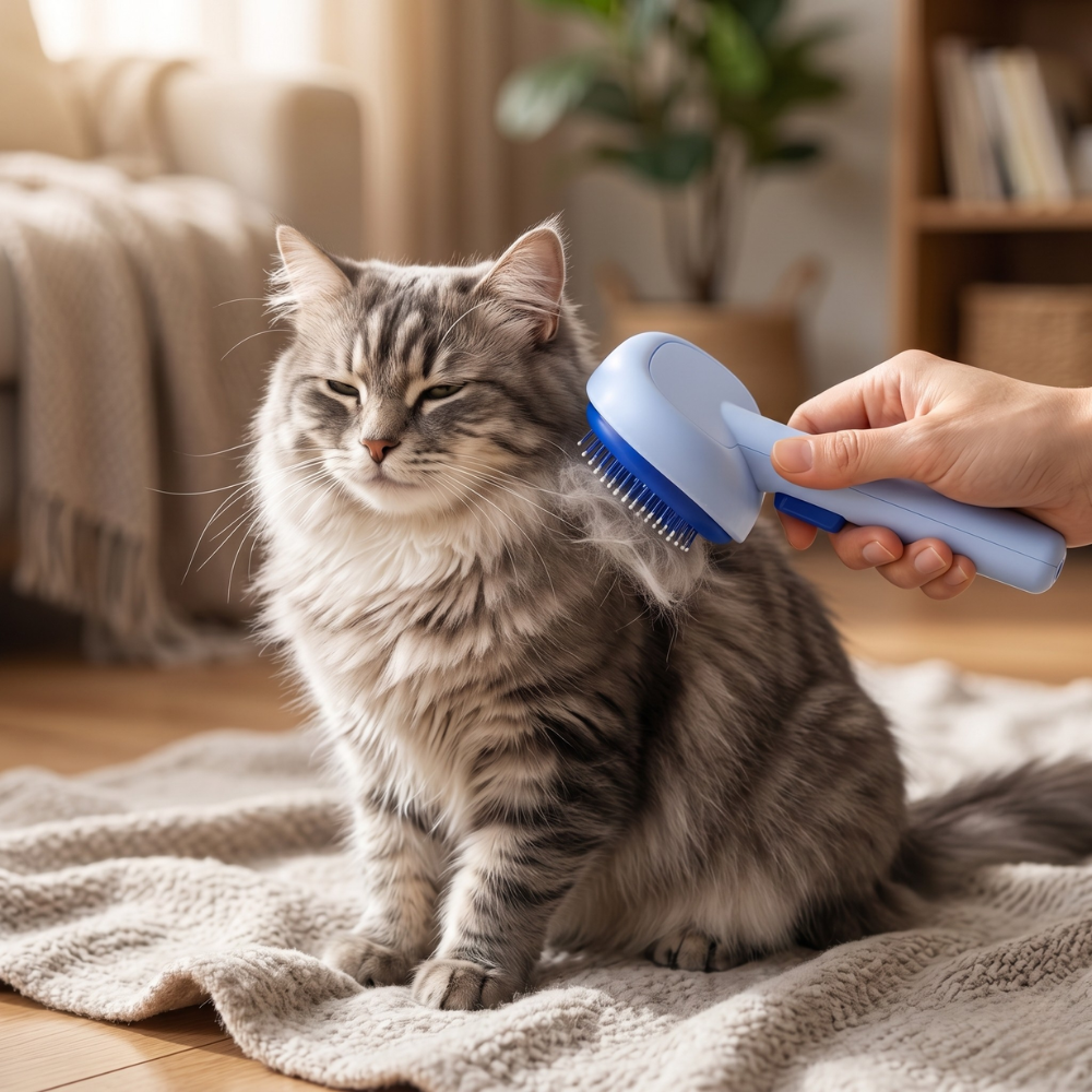 Self-Cleaning Slicker Brush for Dogs & Cats — Deshedding Grooming Tool with Easy Hair Release