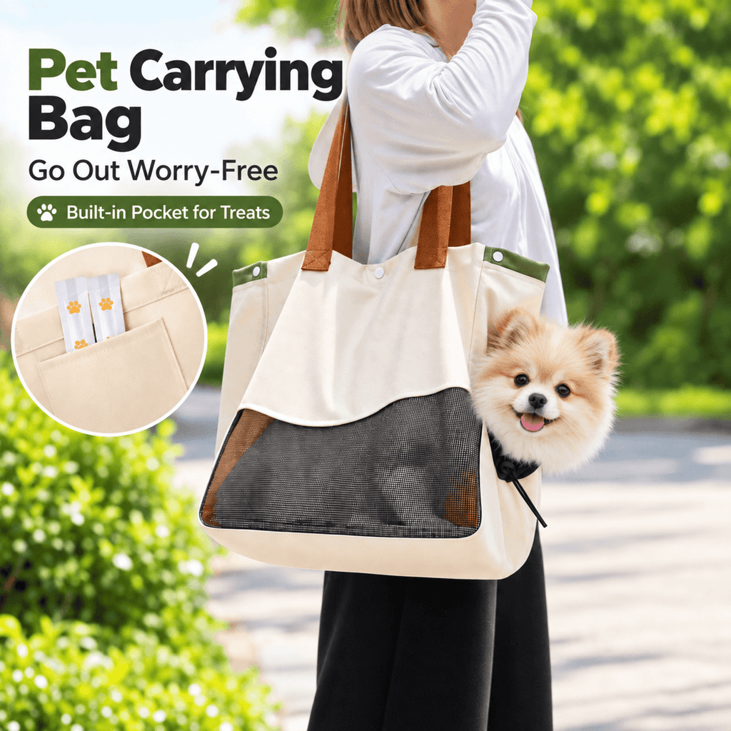 Breathable Canvas Pet Tote Bag – Lightweight & Ventilated Carrier for Cats and Small Dogs