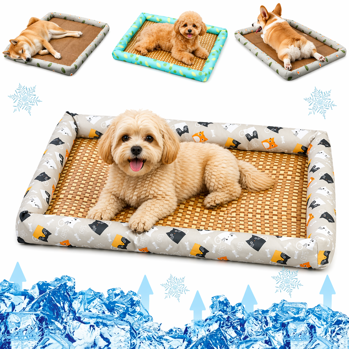 Breathable Rattan Cooling Pet Bed for Dogs – Keeps Pets Cool & Comfortable All Summer