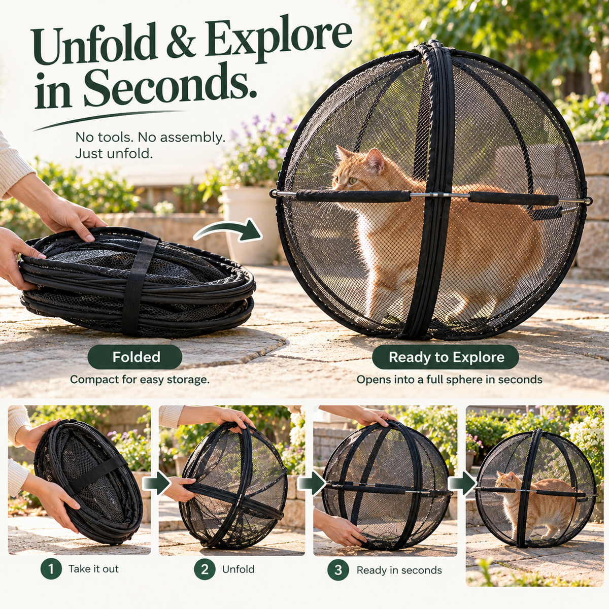 PurrRoam™ - Outdoor Rolling Cat Playpen
