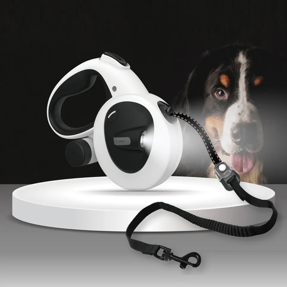 5-in-1 Reflective Dog Leash with Built-in LED Flashlight