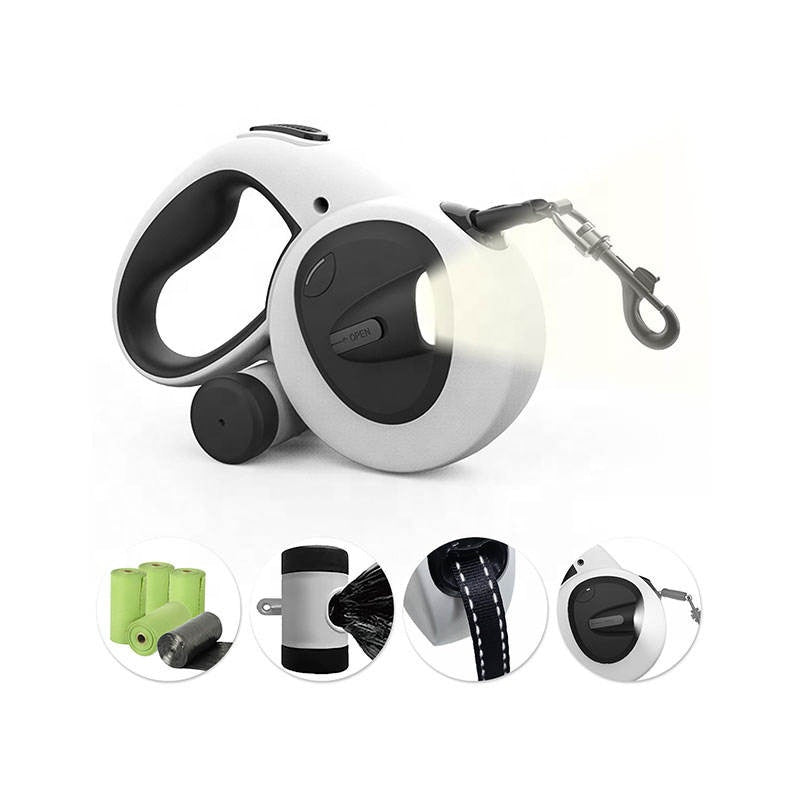 5-in-1 Reflective Dog Leash with Built-in LED Flashlight