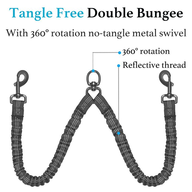 Heavy-Duty Dog Leash with Shock-Absorbing Bungee – Tangle-Free & 360° Swivel Clasp