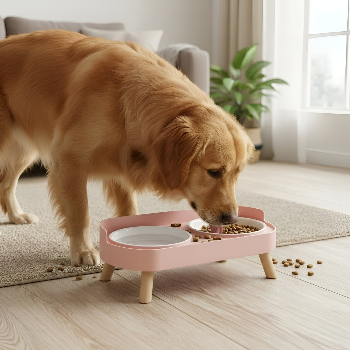 Elevated Dual Pet Feeding Bowl Set with Stand – Stainless Steel Bowls & Non-Slip Base