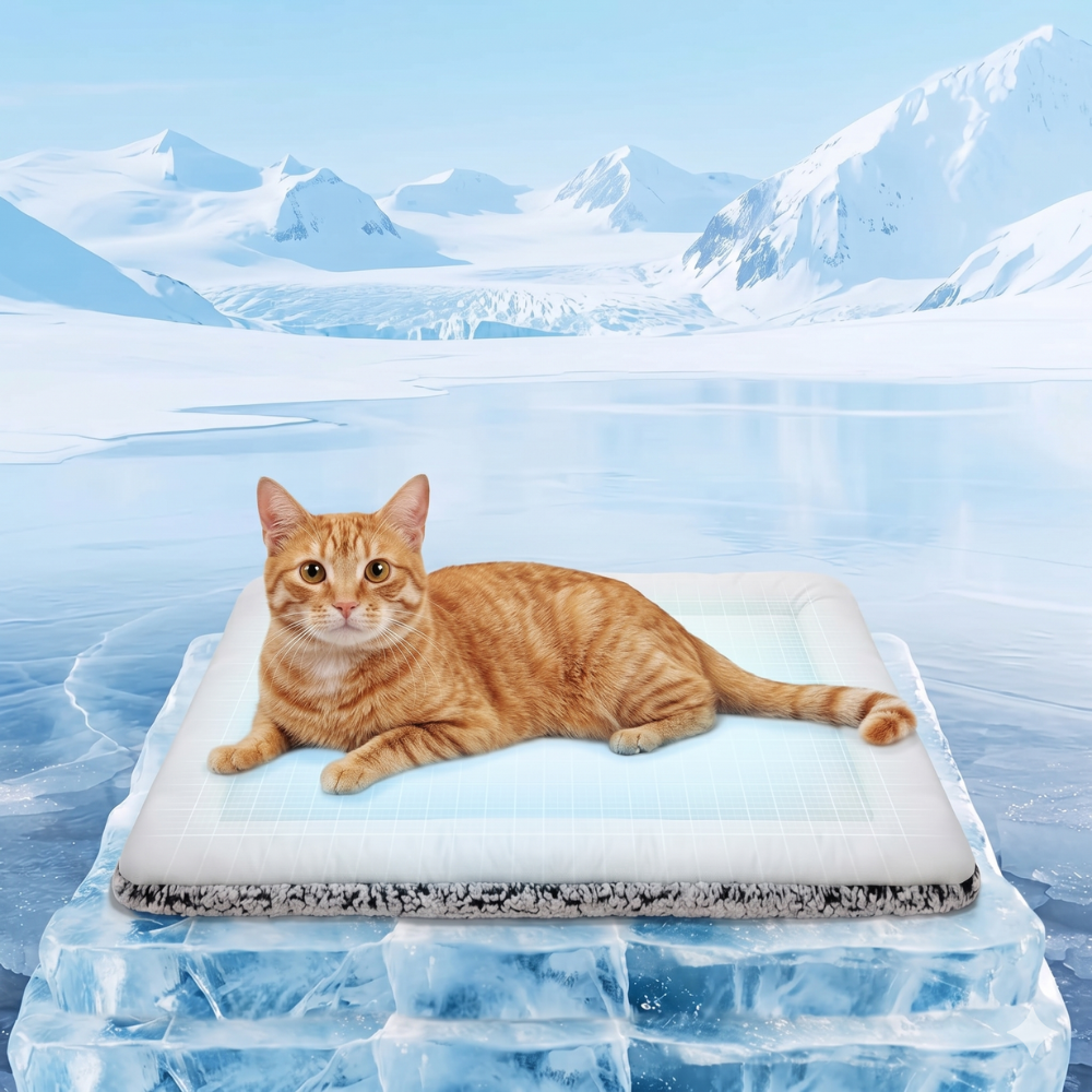 Reversible Pet Bed – Soft Fleece & Cooling Ice Silk Dual-Sided Cat Bed