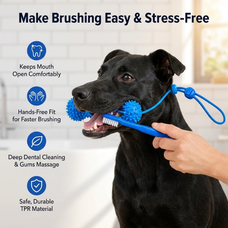 Hands-Free Dog Toothbrushing Aid — Chewable Dental Cleaner for Small & Medium Dogs