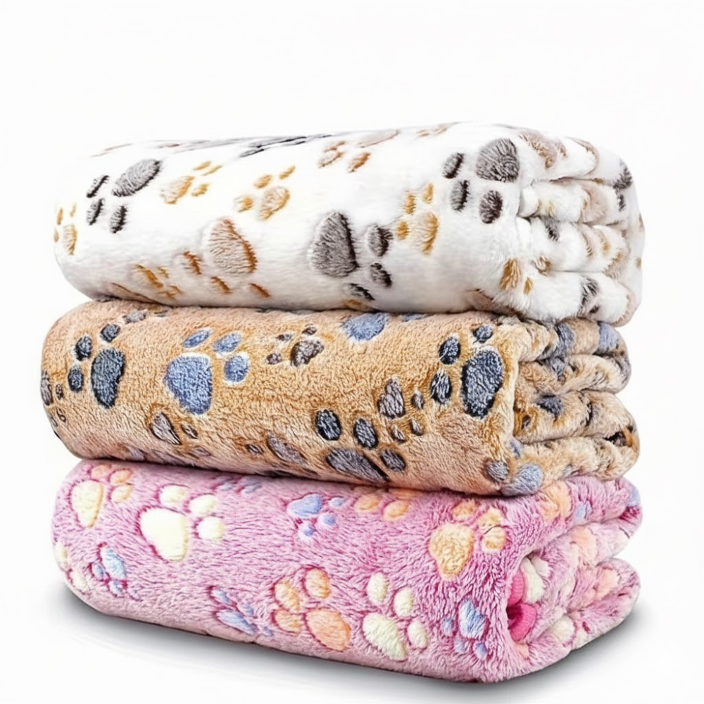 Paw Print Dog Blanket Set – Cute & Cozy Pet Bedding for Sofas, Crates & Floors