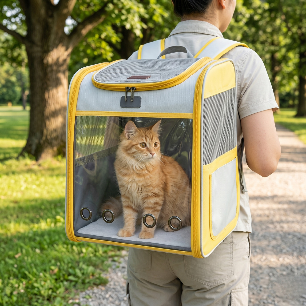 Clear-View Collapsible Pet Carrier Backpack for Cats & Small Dogs (Under 16 lbs)