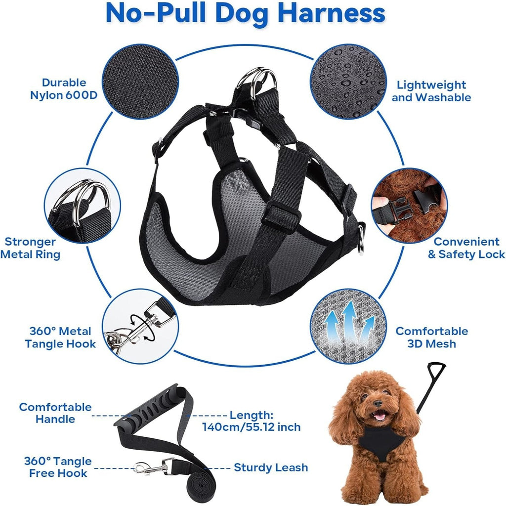 2-in-1 Pet Grooming Hammock & No-Pull Dog Harness Set for Large Dogs and Cats