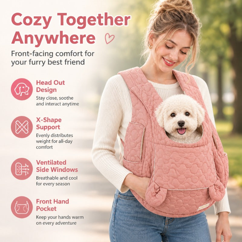 Ergonomic Front Pet Carrier Vest – Hands-Free Dog or Cat Carrier for Walking, Travel & Bonding
