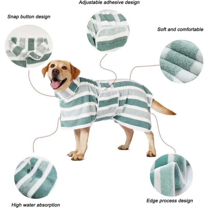 Super Absorbent Dog Bathrobe – Quick-Dry, Adjustable & Cozy