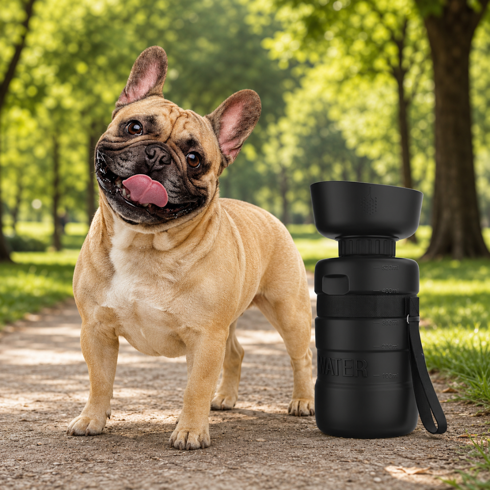 Portable Leak-Proof Dog Water Bottle with Built-In Bowl