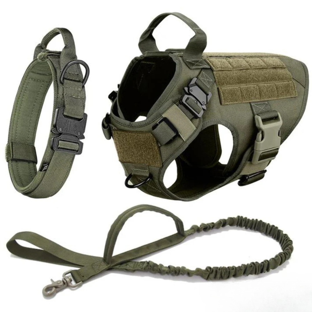 Tactical Military-Grade Dog Harness – Heavy-Duty Training & Outdoor Harness with Front/Rear D-Rings