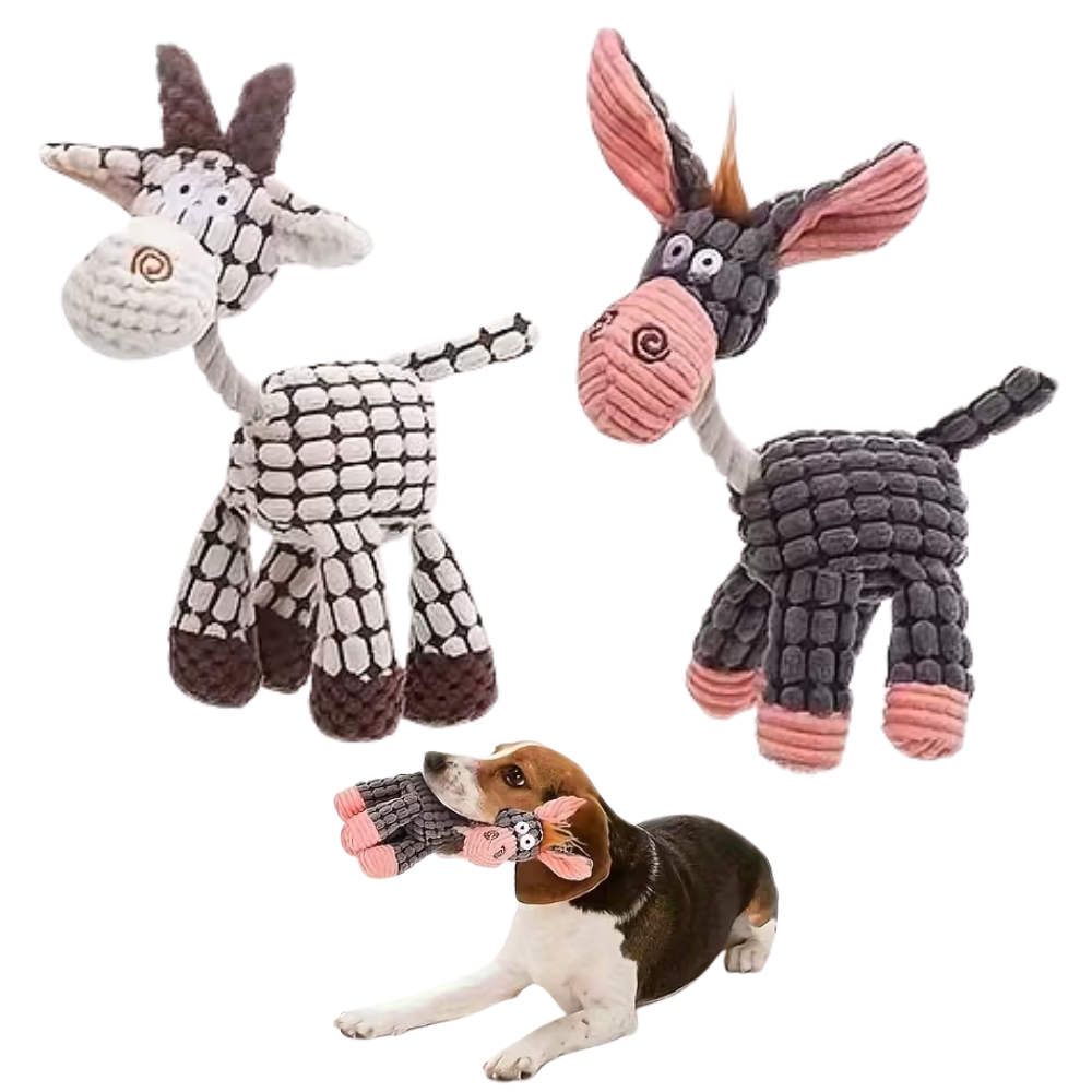 Chew-Resistant Squeaky Donkey Plush Toy for Dogs – Durable Soft Toy with Sound & Tug Support
