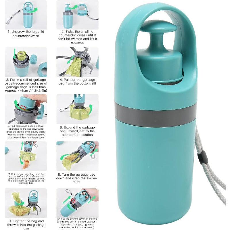 No-Touch Pet Waste Grabber – Hands-Free Dog Poop Scooper with Bag Dispenser & Wrist Strap