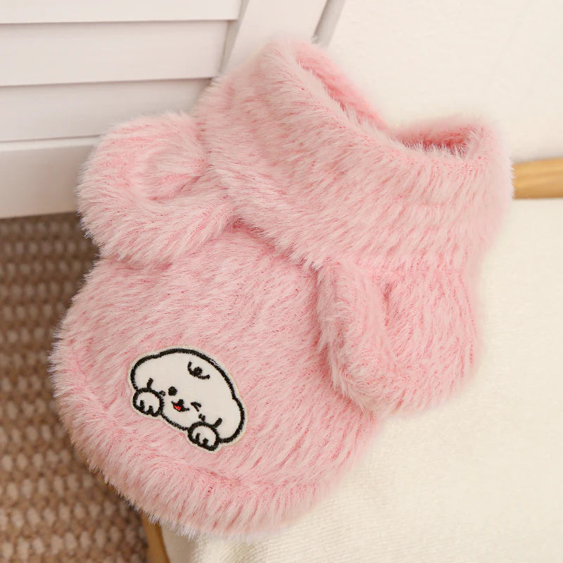 Cartoon Fleece Pet Hoodie – Soft, Snuggly & Super Cute!
