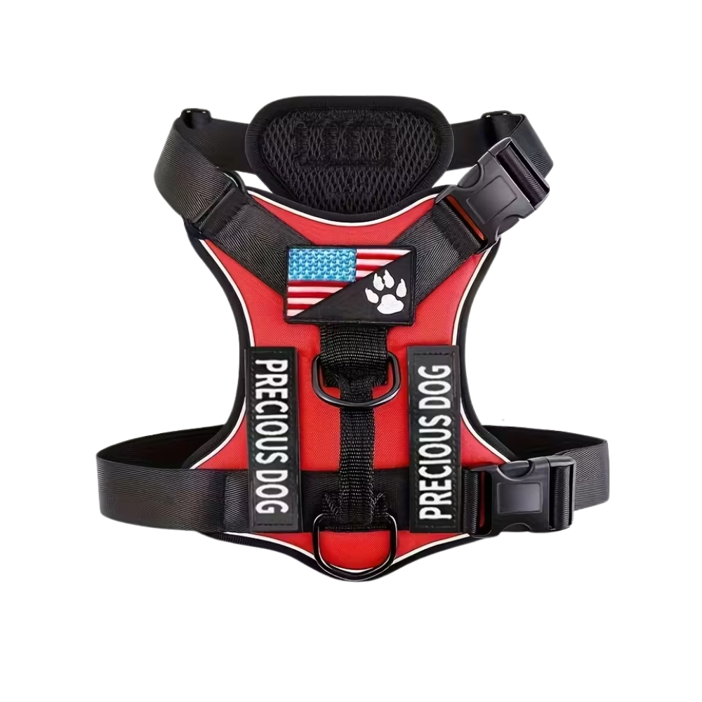 Adjustable Reflective Service Dog Harness with 5 Removable Training Patches