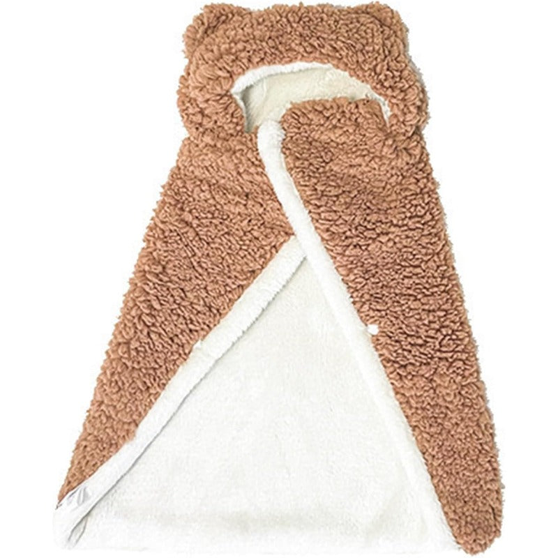 Bear-Ear Pet Cape Blanket – Cozy Wearable Dog & Cat Blanket with Snap Closure