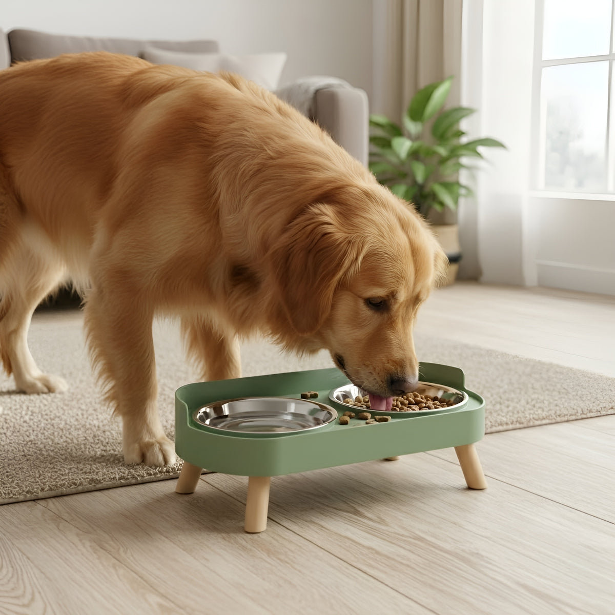 Elevated Dual Pet Feeding Bowl Set with Stand – Stainless Steel Bowls & Non-Slip Base