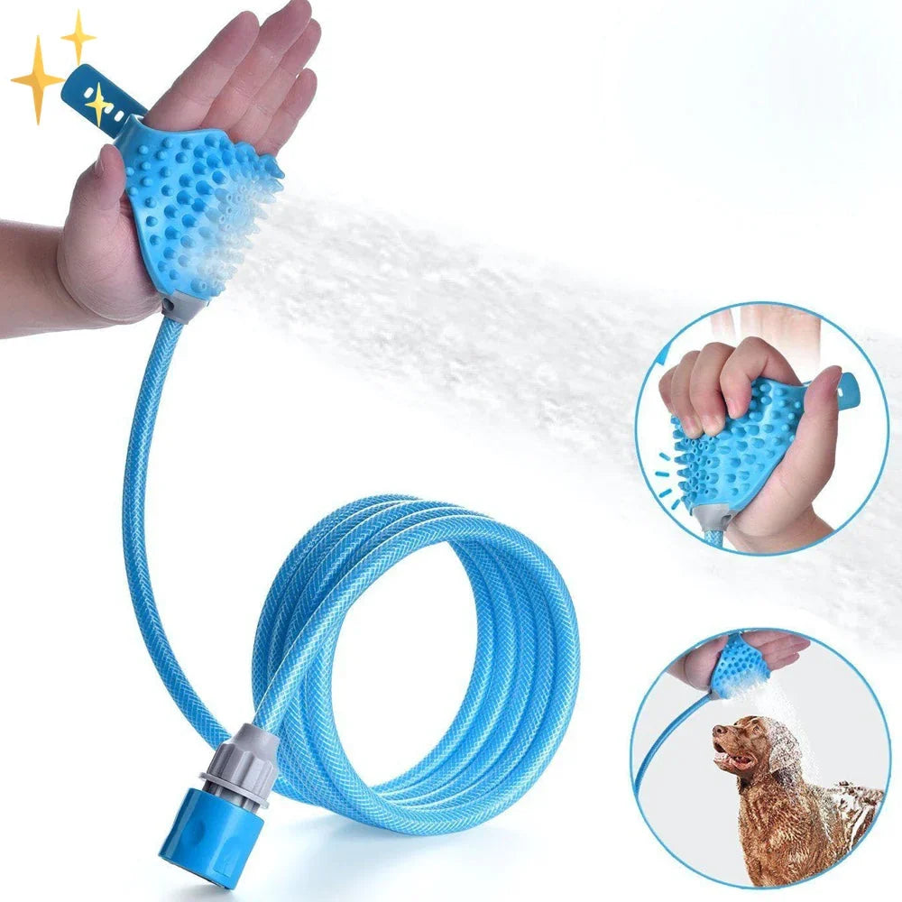 PetClean Dog Bathing Glove with Built-in Brush & Hose Connector