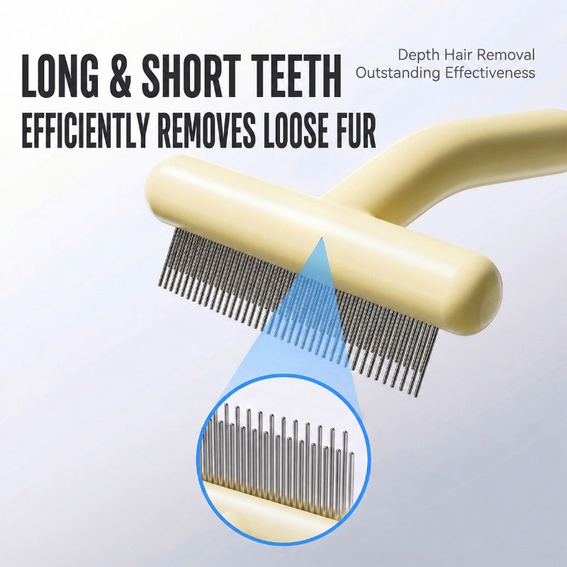 Dual-Layer Undercoat Grooming Rake for Dogs & Cats — Stainless Steel Teeth, Ergonomic Handle