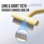 Dual-Layer Undercoat Grooming Rake for Dogs & Cats — Stainless Steel Teeth, Ergonomic Handle