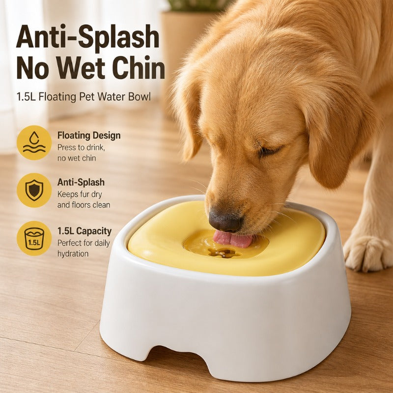 Dry Chin Floating Pet Water Bowl – Splash-Free, Non-Slip & Easy-Clean Design
