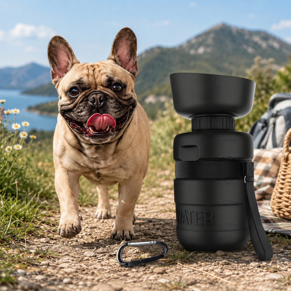 Portable Leak-Proof Dog Water Bottle with Built-In Bowl