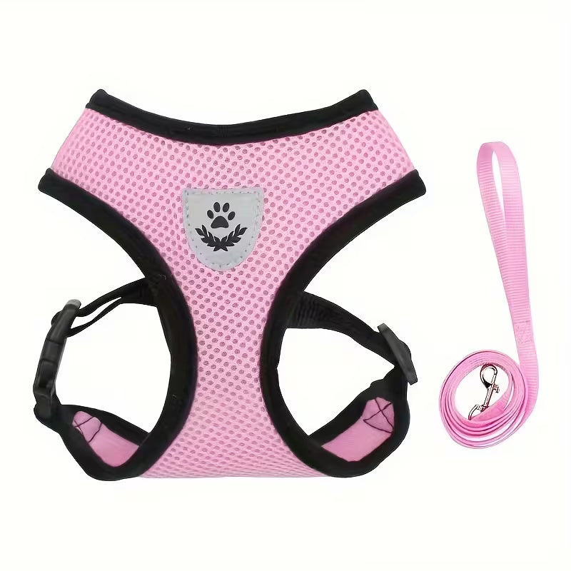Adjustable Dog Harness with Reflective Leash – Comfortable, Safe & Breathable for Daily Walks