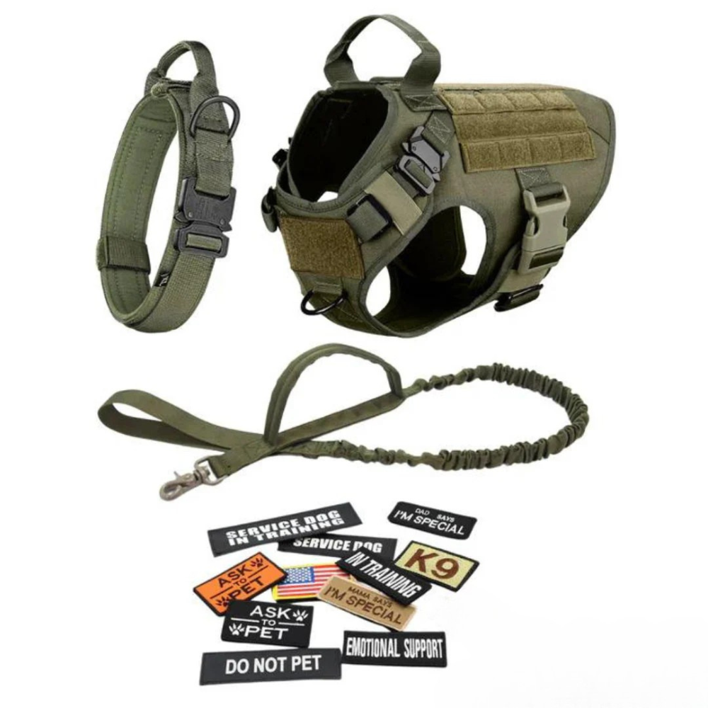 Tactical Military-Grade Dog Harness – Heavy-Duty Training & Outdoor Harness with Front/Rear D-Rings