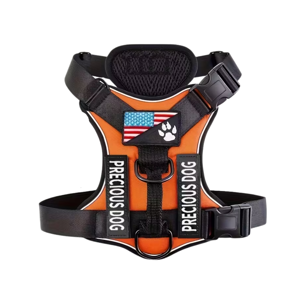 Adjustable Reflective Service Dog Harness with 5 Removable Training Patches