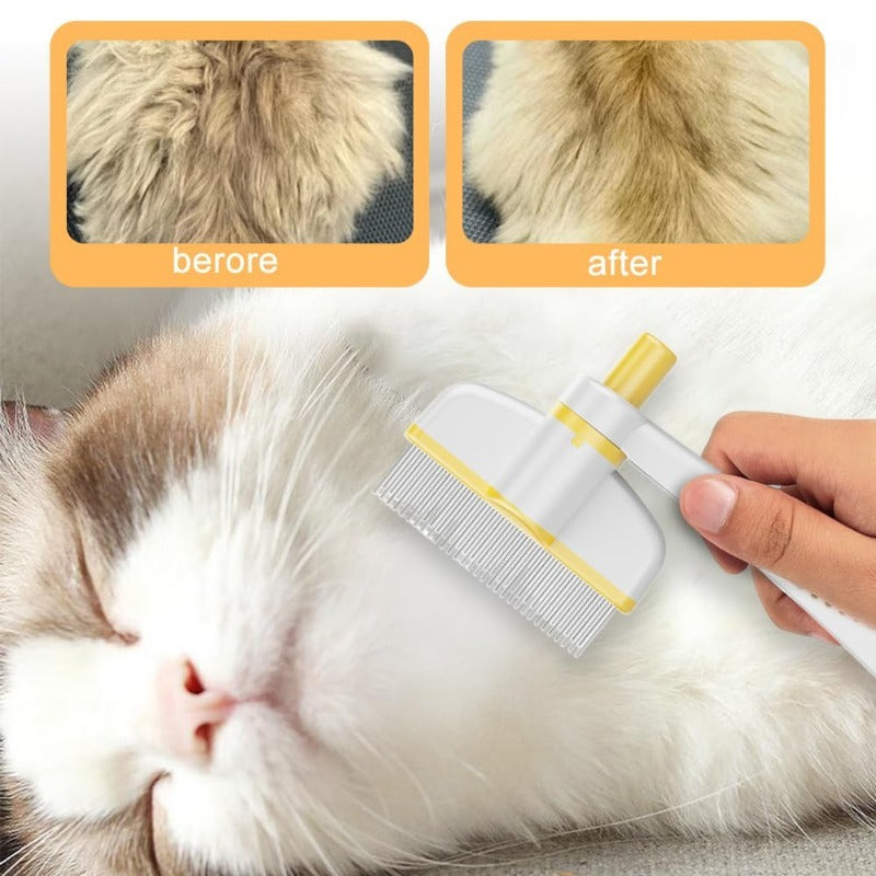 Pet Hair Comb for Dogs & Cats — Deshedding Grooming Tool with Easy-Clean Lever