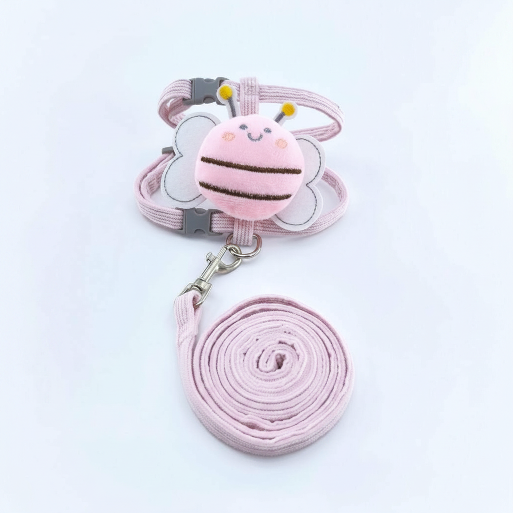 Adjustable Bee-Themed Pet Harness & Leash Set for Cats and Small Dogs