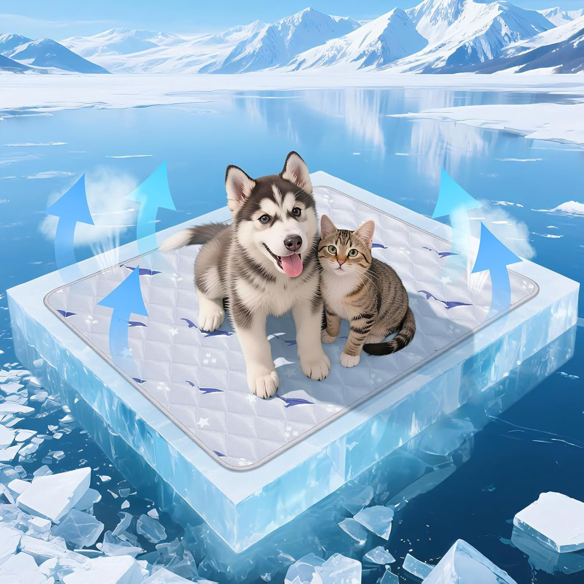 Portable Cooling Dog Mat with Non-Slip Bottom – Gel-Free Pet Cooling Pad for Summer & Year-Round Comfort
