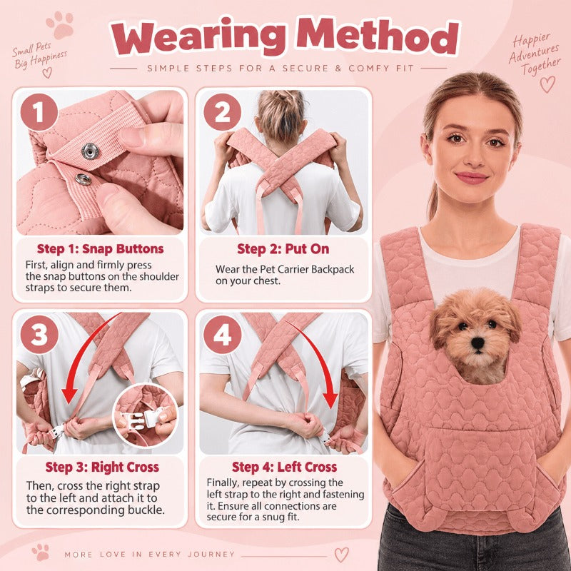 Ergonomic Front Pet Carrier Vest – Hands-Free Dog or Cat Carrier for Walking, Travel & Bonding