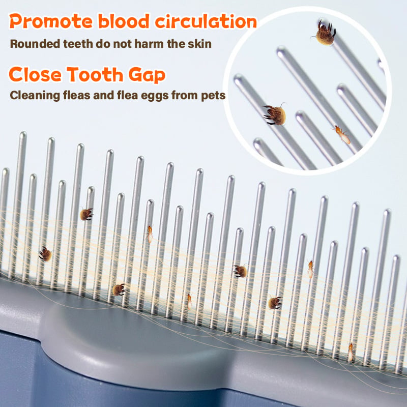 🔥 Self-Cleaning Pet Flea Comb & Grooming Brush for Dogs & Cats